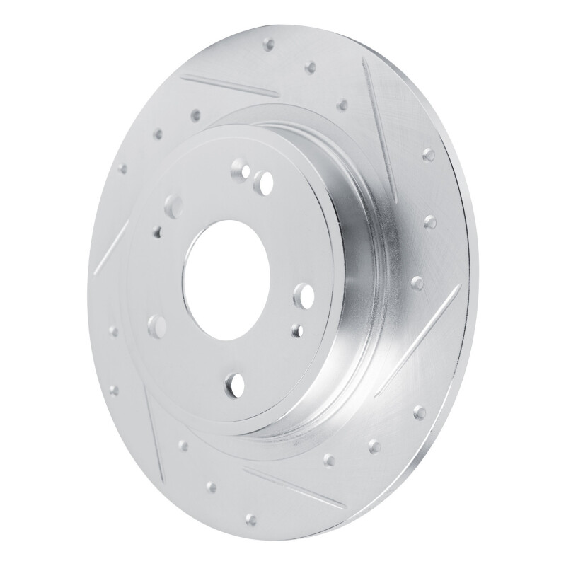 Acura Integra Brake Rotor (1) - Rear Right - R1 Concepts - Drilled & Slotted - Silver - `22-`25